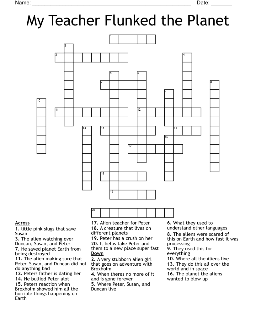 My Teacher Flunked the Planet Crossword