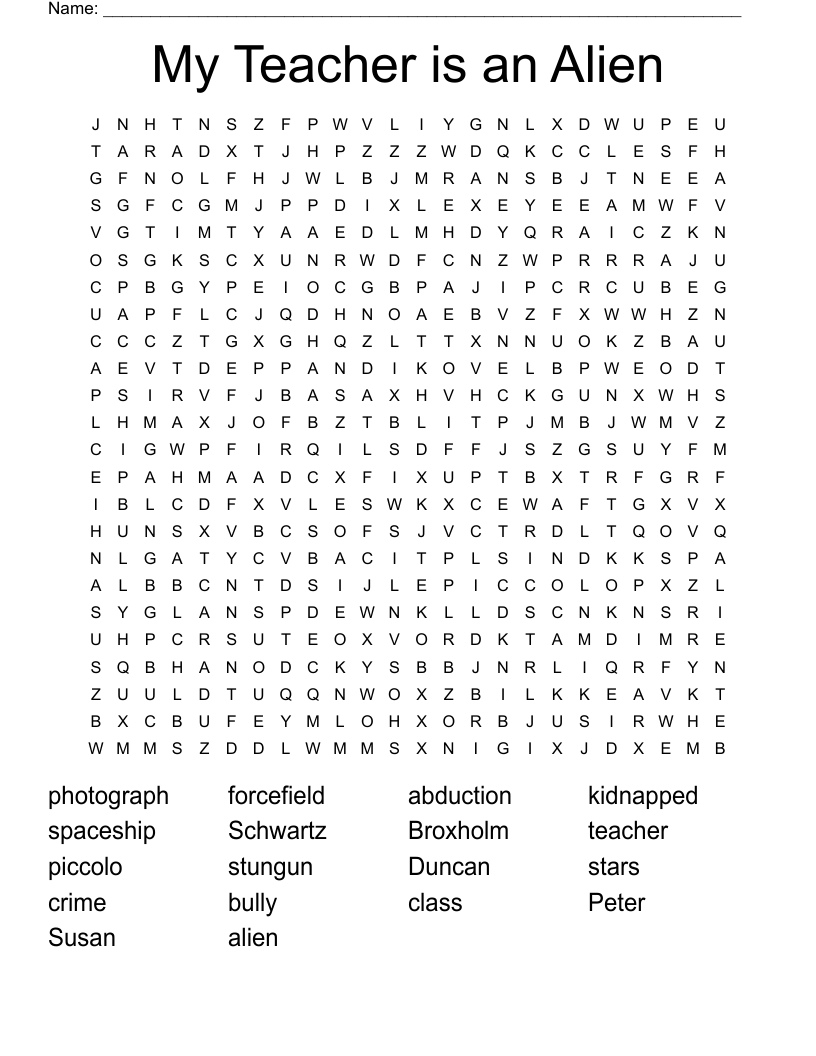 My Teacher is an Alien Word Search
