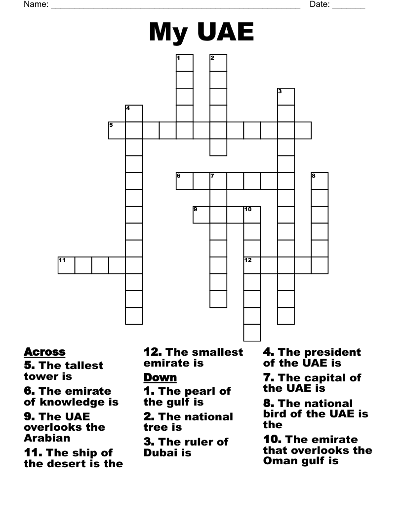 My UAE Crossword