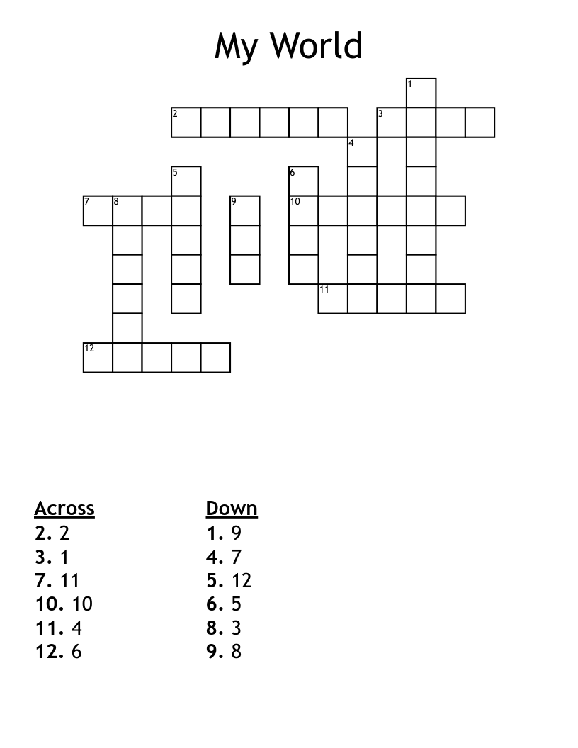 My World  Crossword