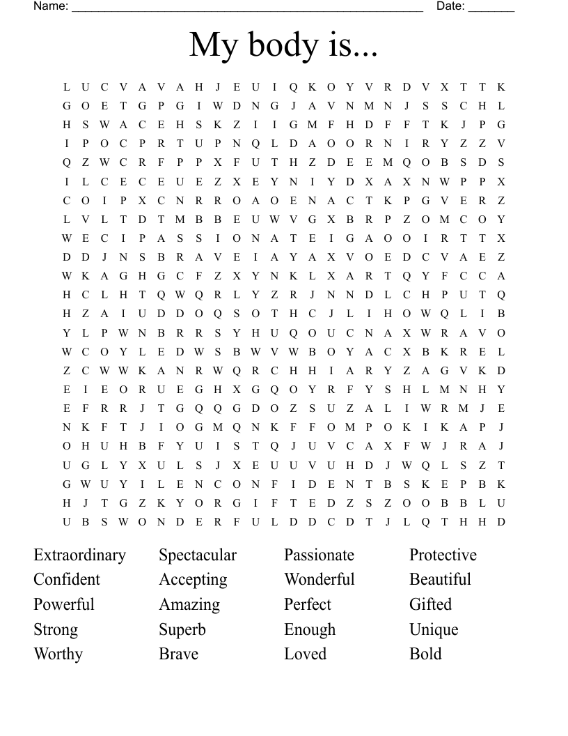 My body is... Word Search