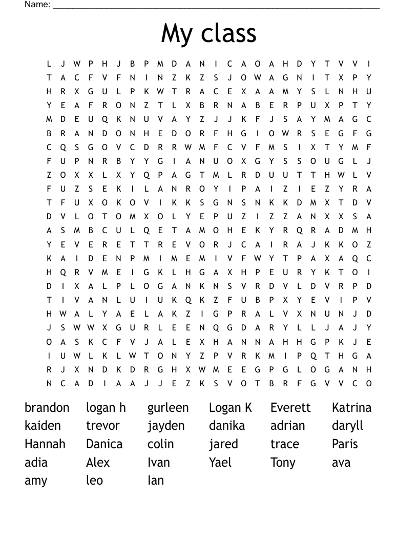 My class Word Search