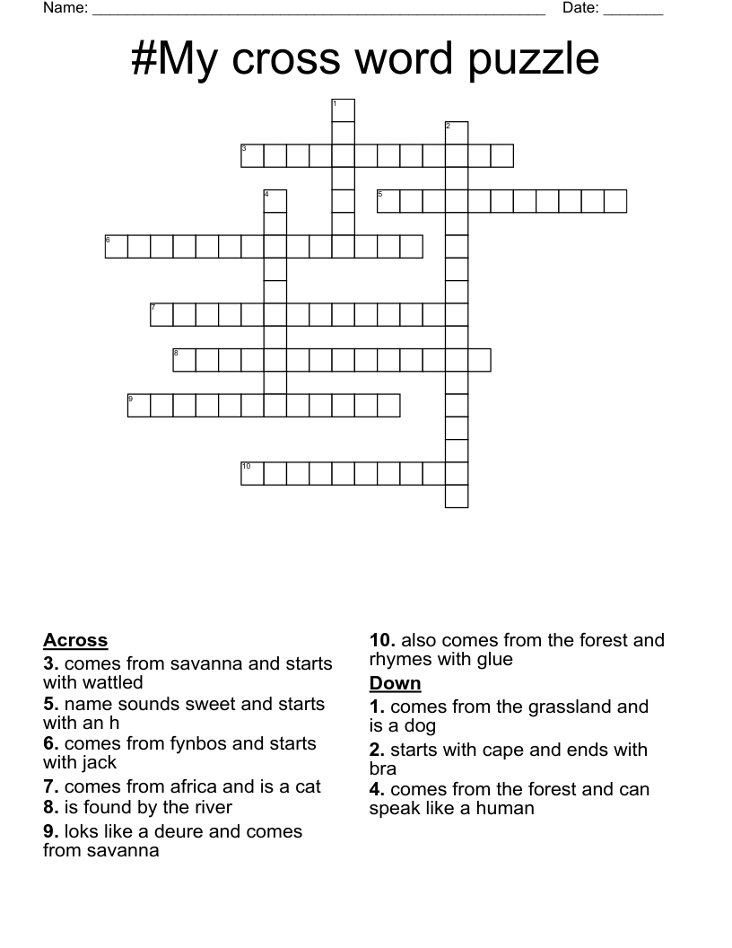 #My cross word puzzle