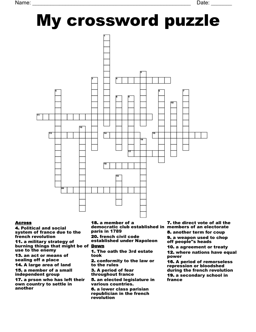 My crossword puzzle