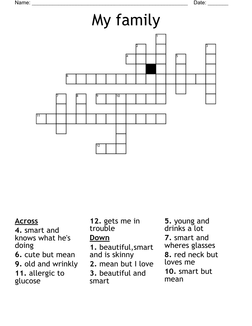 My family Crossword