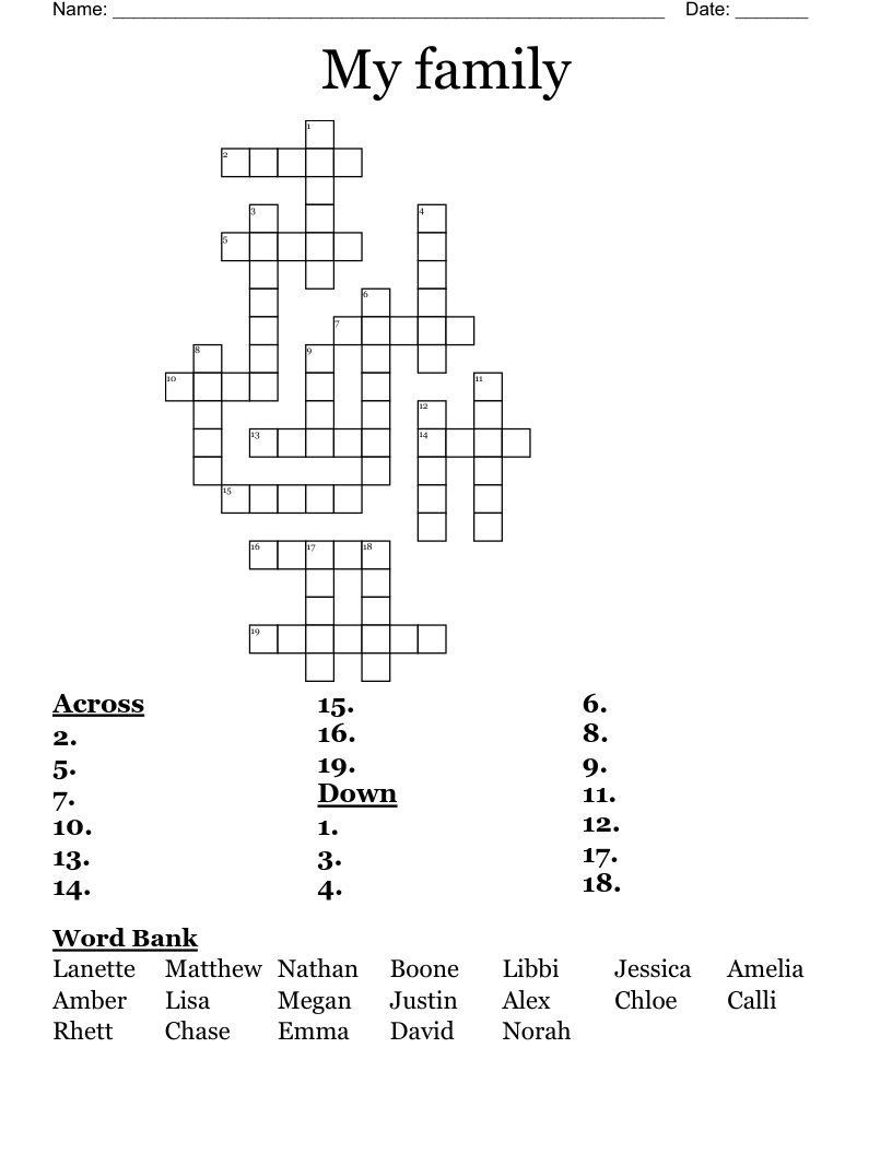 My family Crossword