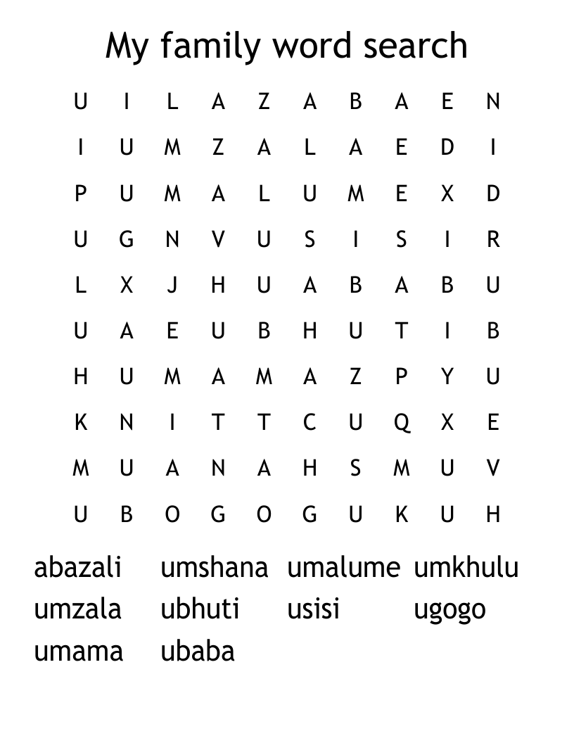My family word search 