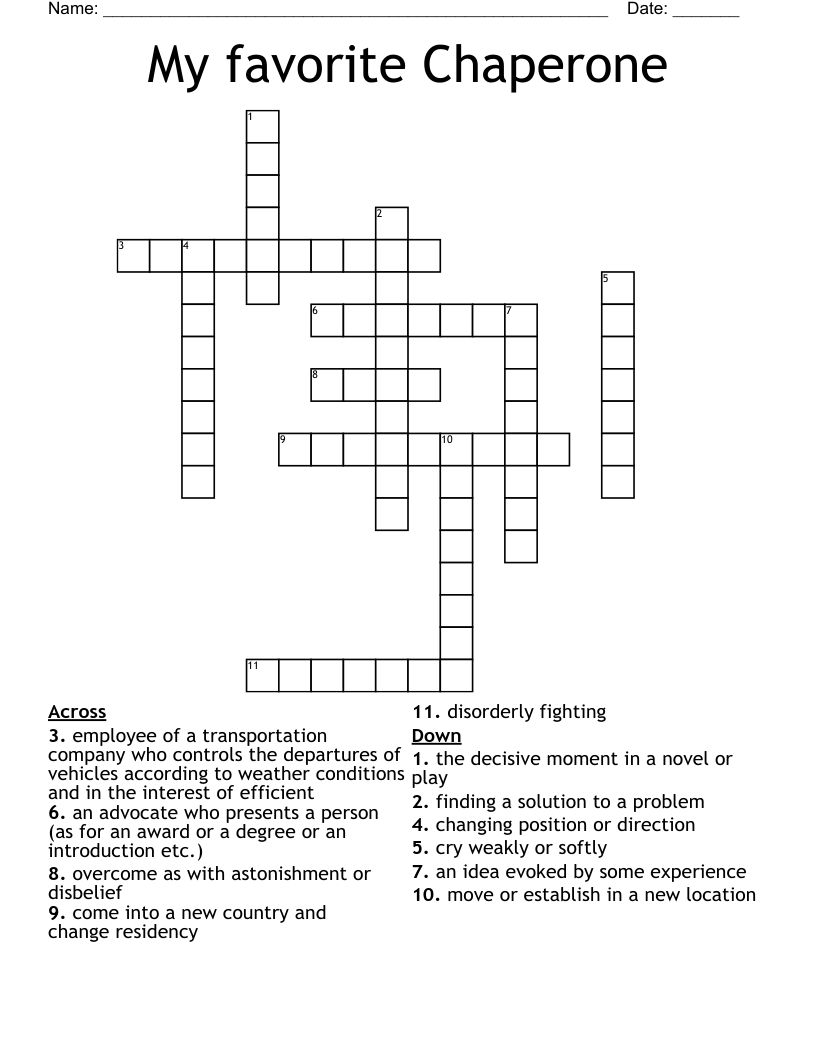 My favorite Chaperone Crossword