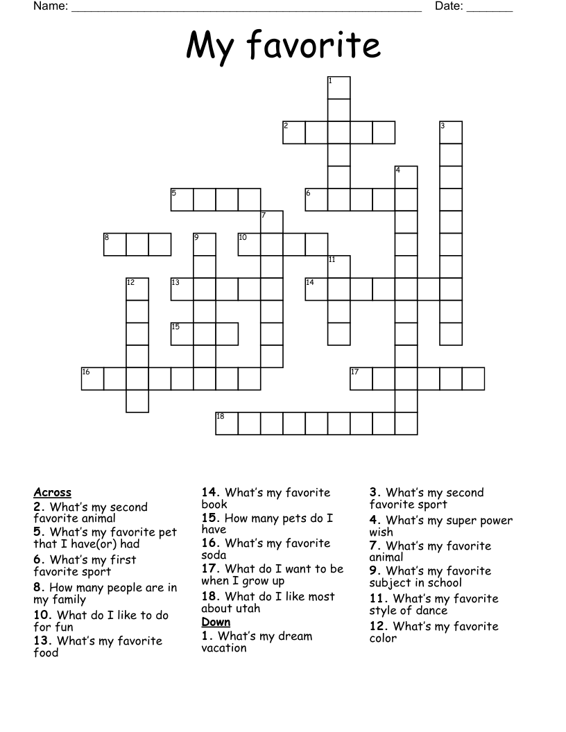 My favorite  Crossword
