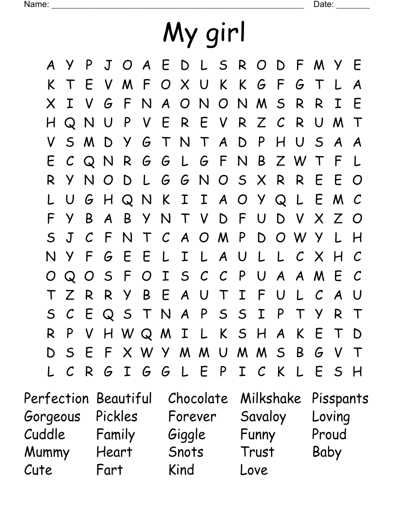 My girl Word Search