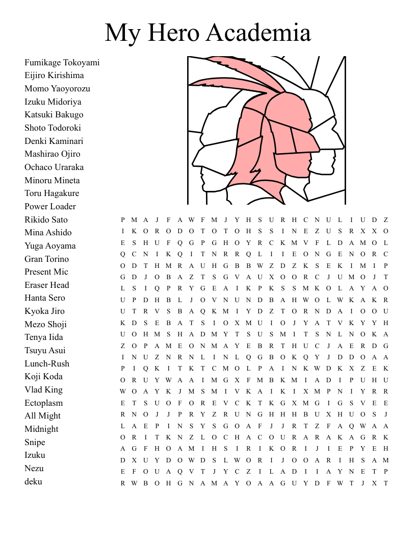 My Hero Academia Word Search
