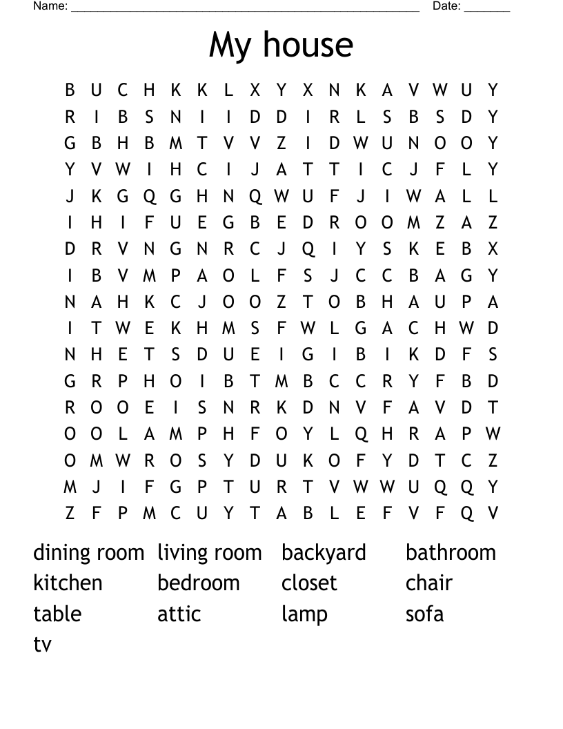 My house Word Search