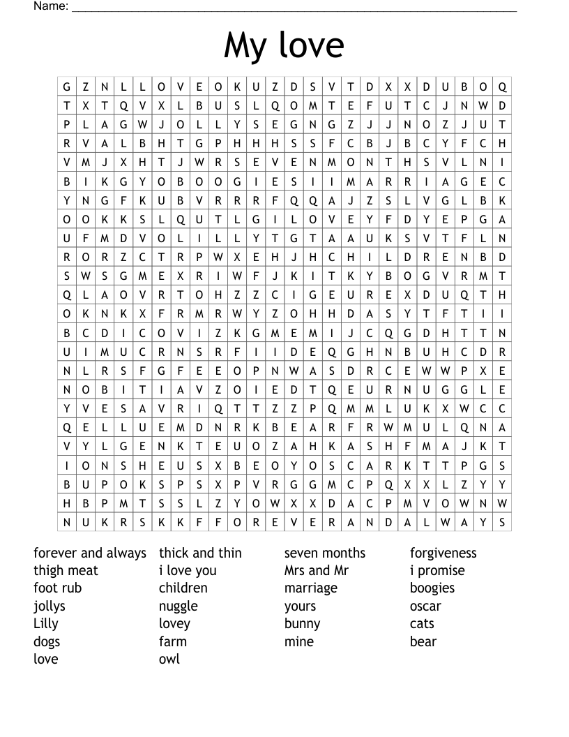 My love  Word Search