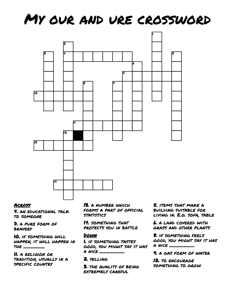 My our and ure crossword