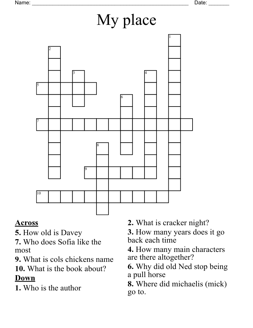 My place Crossword