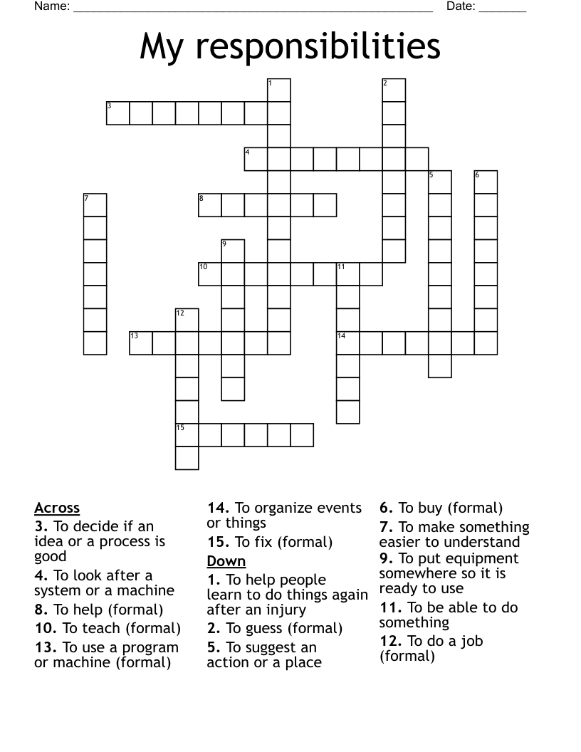 My responsibilities Crossword