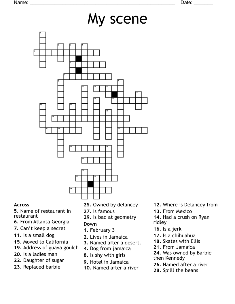 My scene Crossword