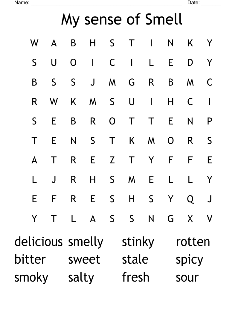 My sense of Smell Word Search