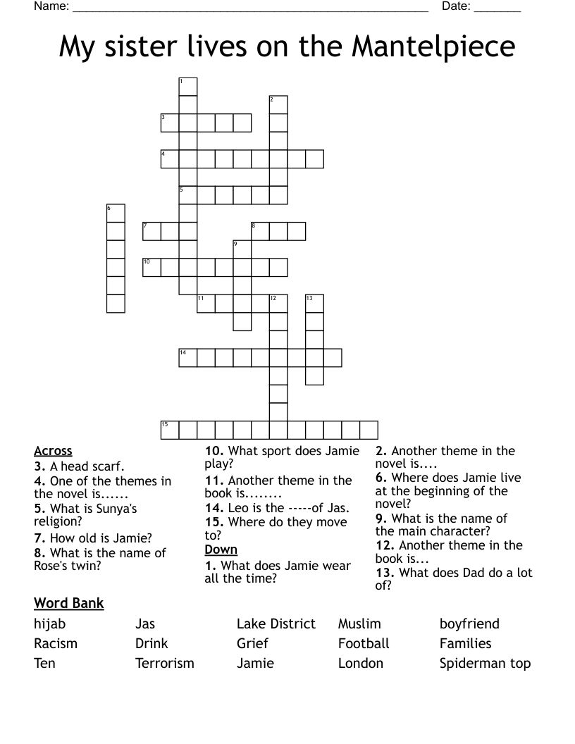 My sister lives on the Mantelpiece Crossword