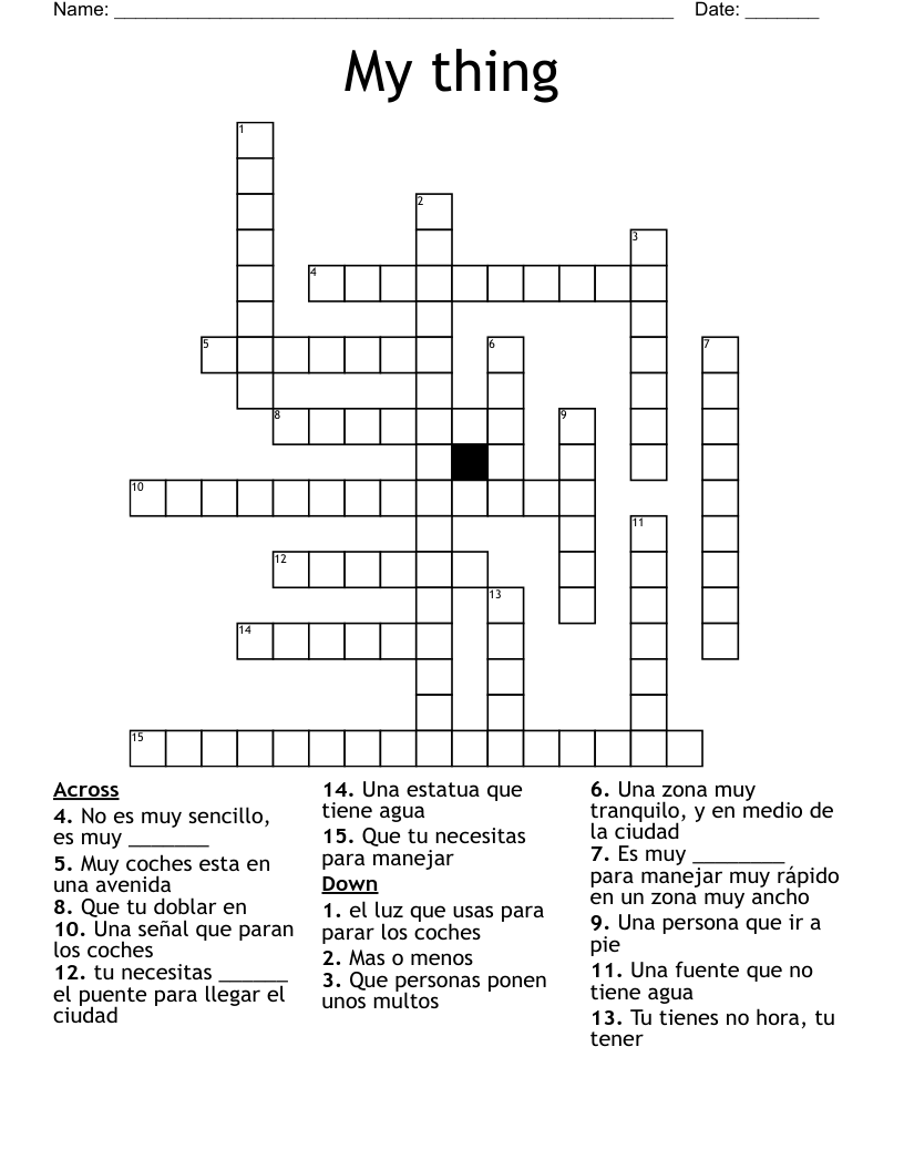 My thing Crossword
