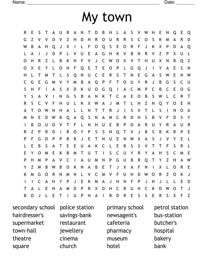 My town Word Search