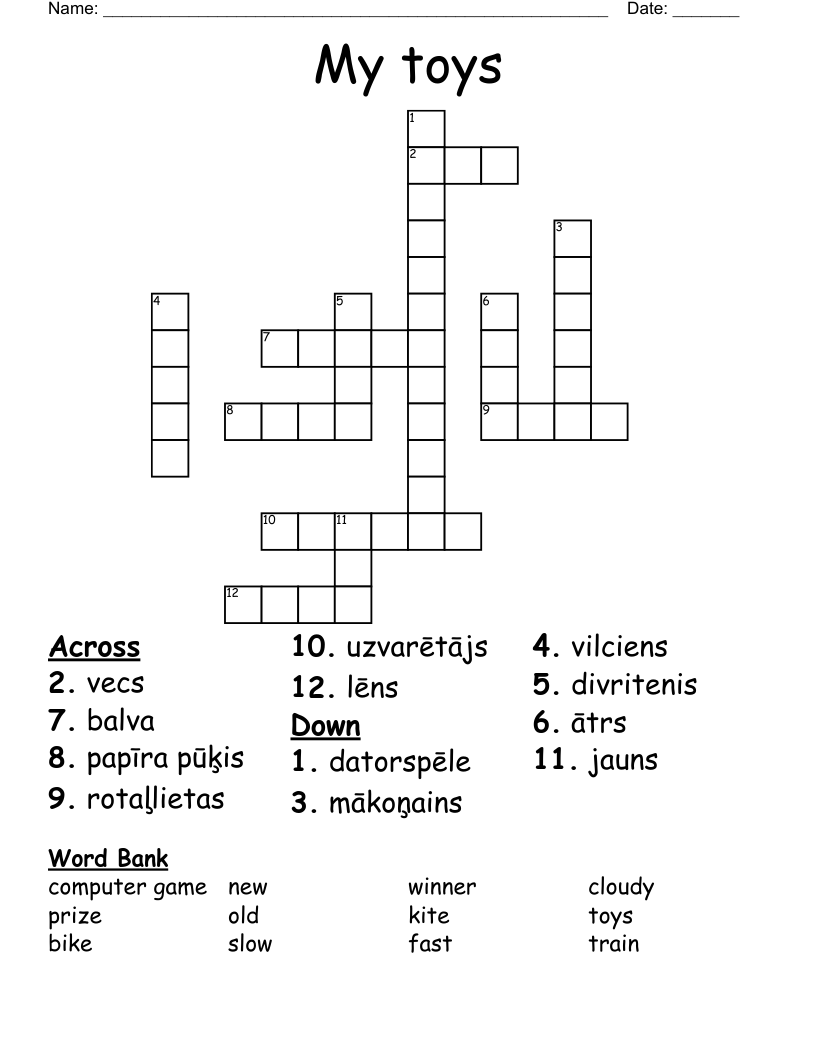 My toys Crossword