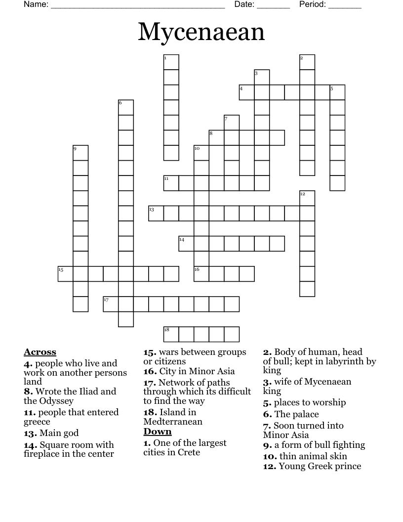 Mycenaean Crossword