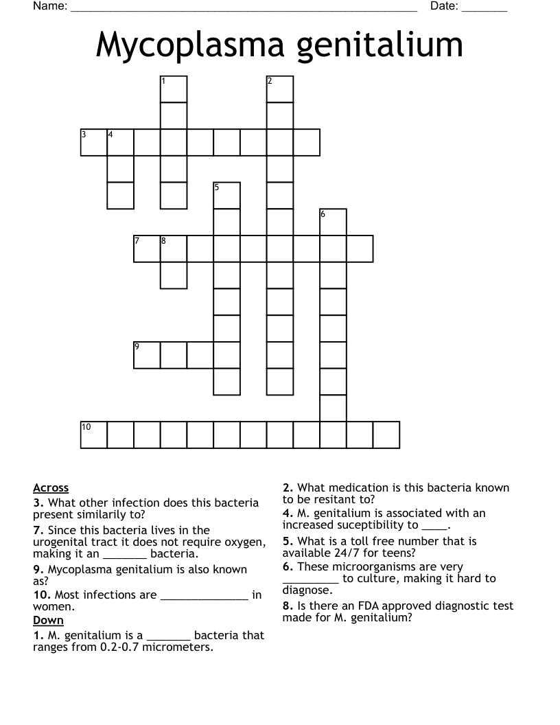 Mycoplasma genitalium Crossword