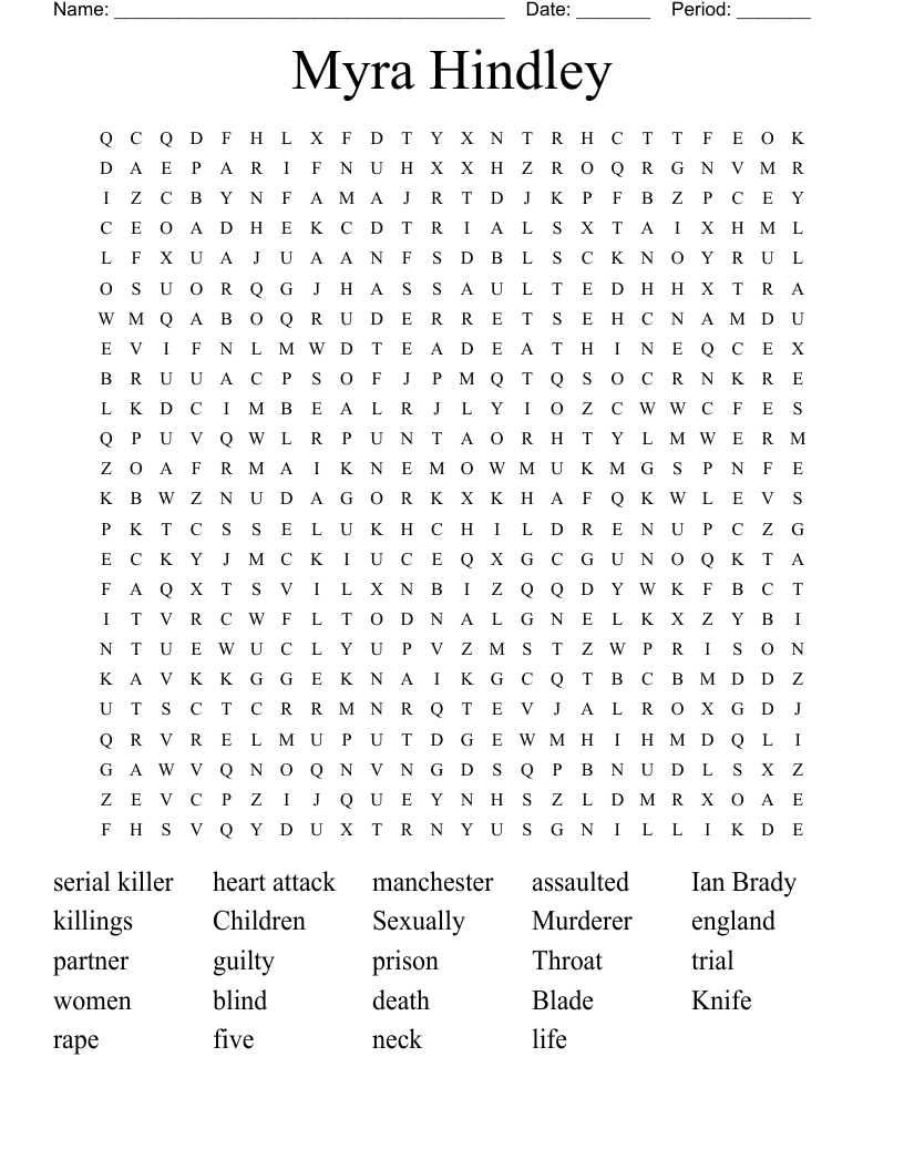 Myra Hindley Word Search