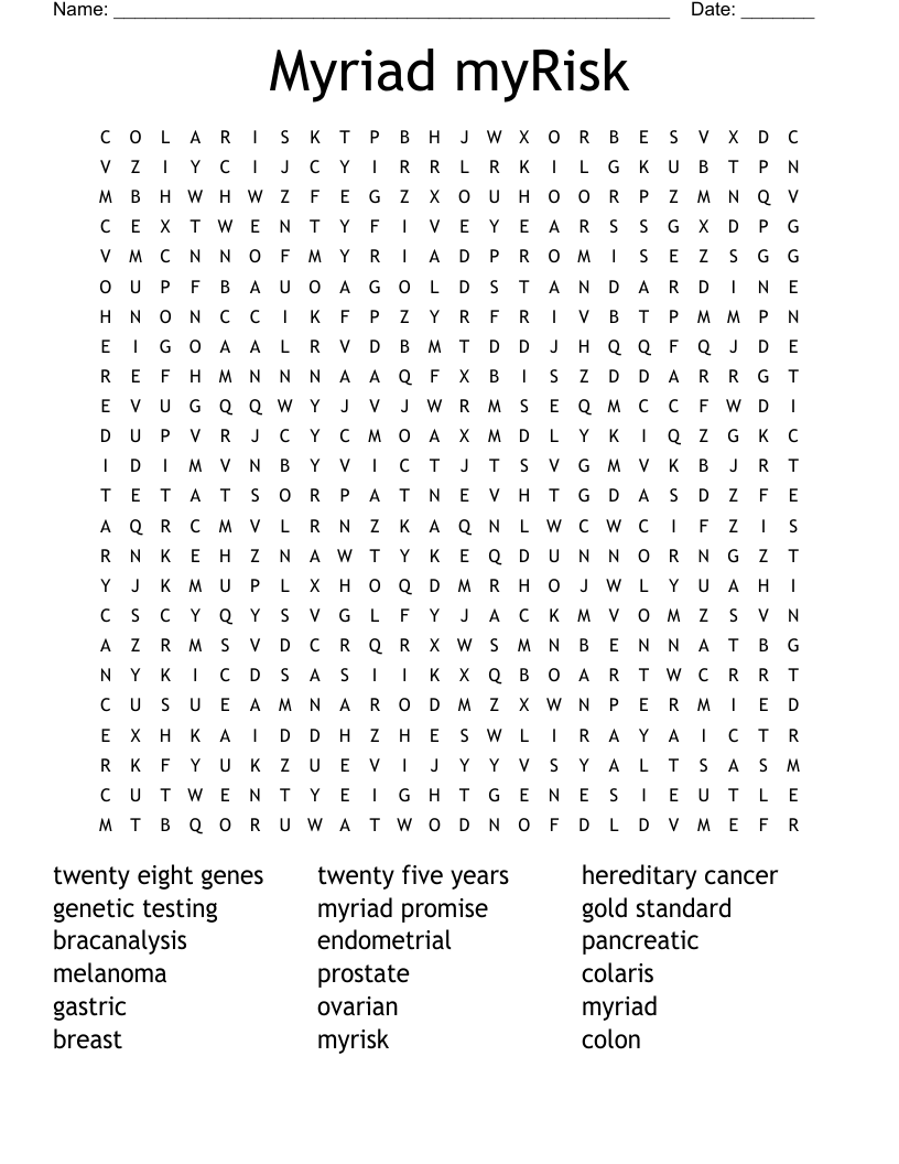 Myriad myRisk Word Search