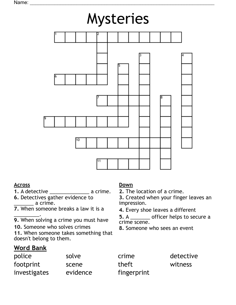 Mysteries Crossword