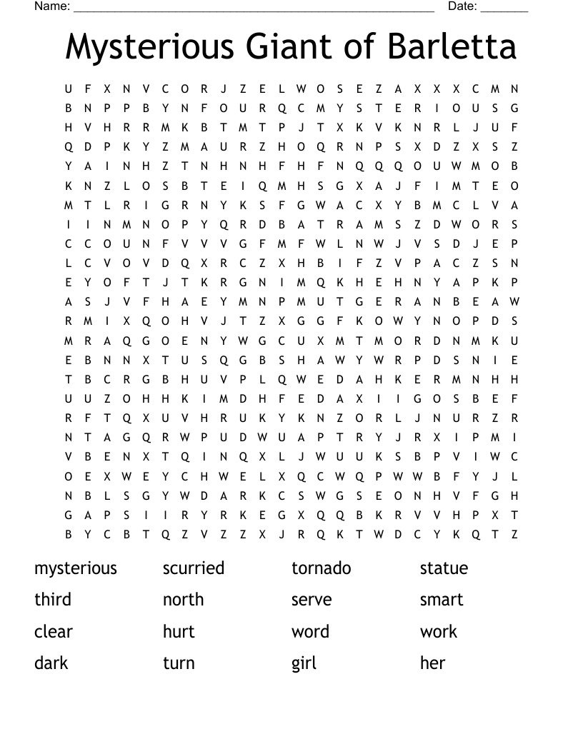 Mysterious Giant of Barletta  Word Search