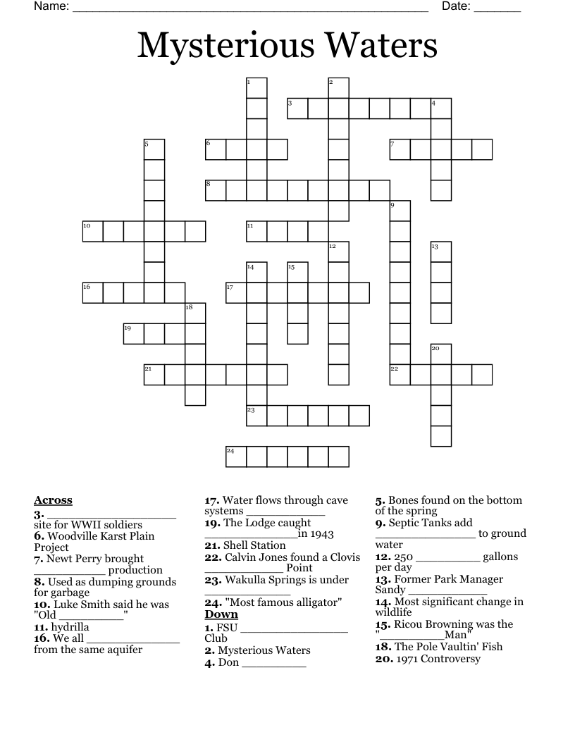 Mysterious Waters Crossword