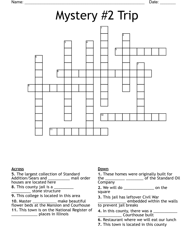 Mystery #2 Trip Crossword