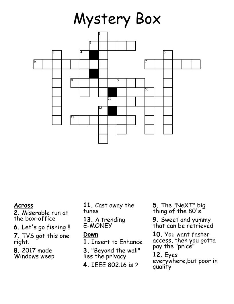 Mystery Box Crossword