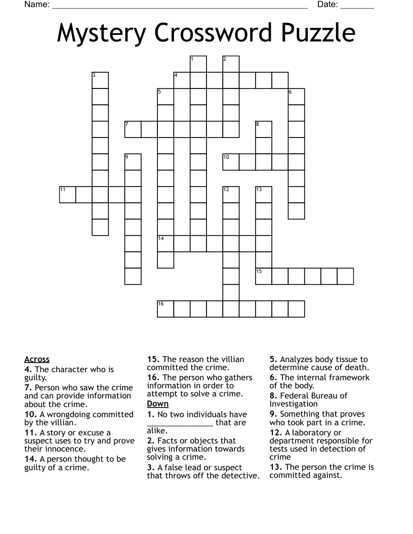Mystery Crossword Puzzle