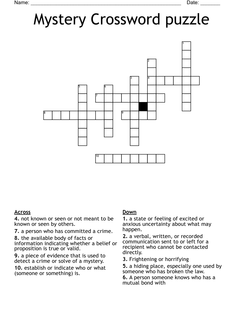 Mystery Crossword puzzle  