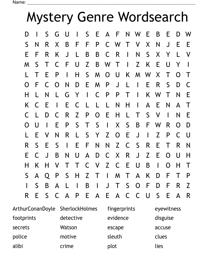 Mystery Genre Wordsearch