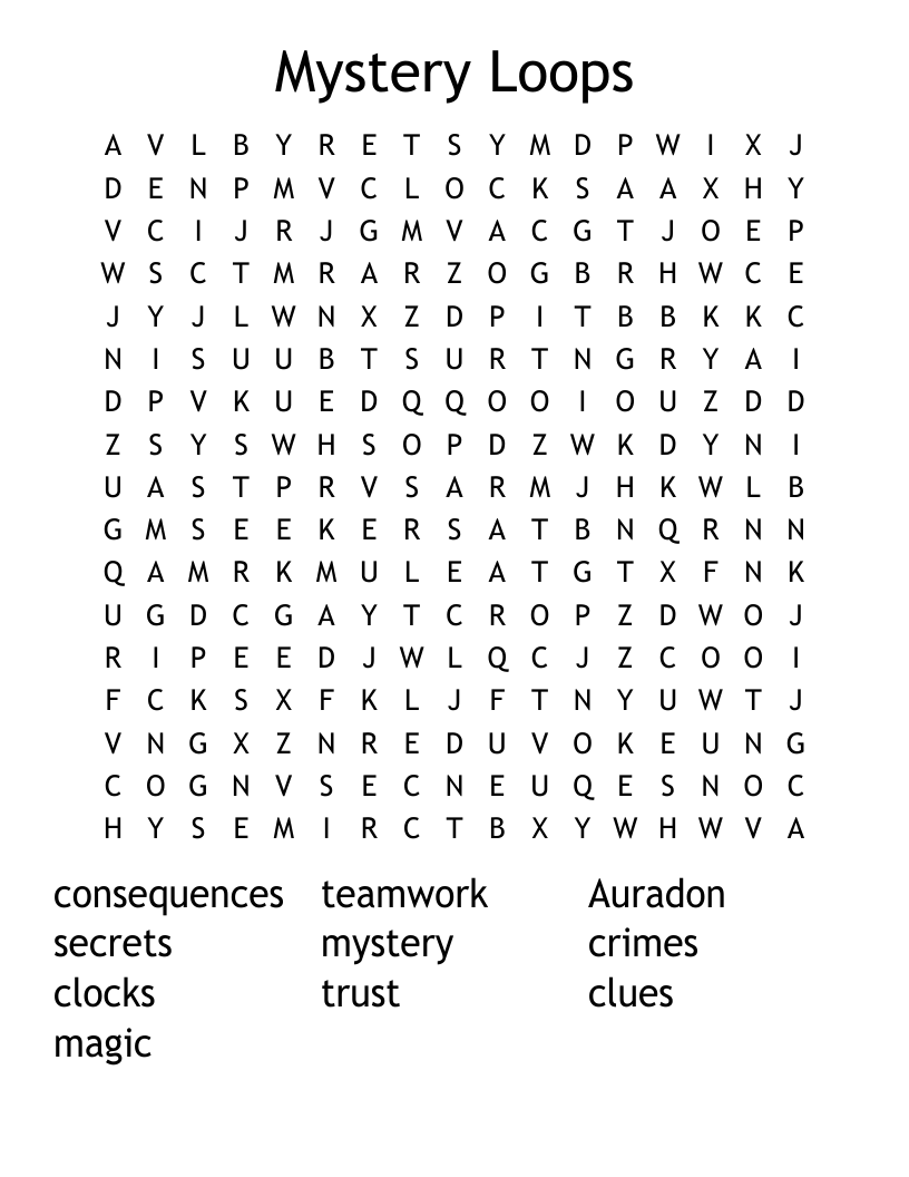 Mystery Loops Word Search