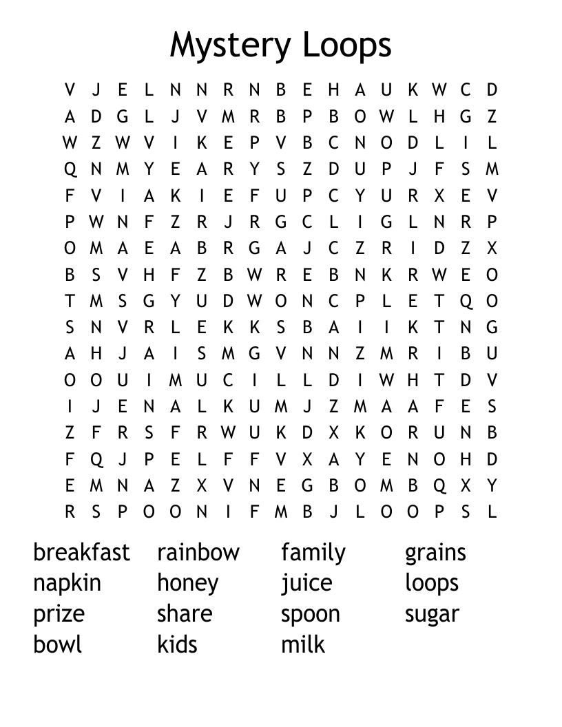 Mystery Loops Word Search