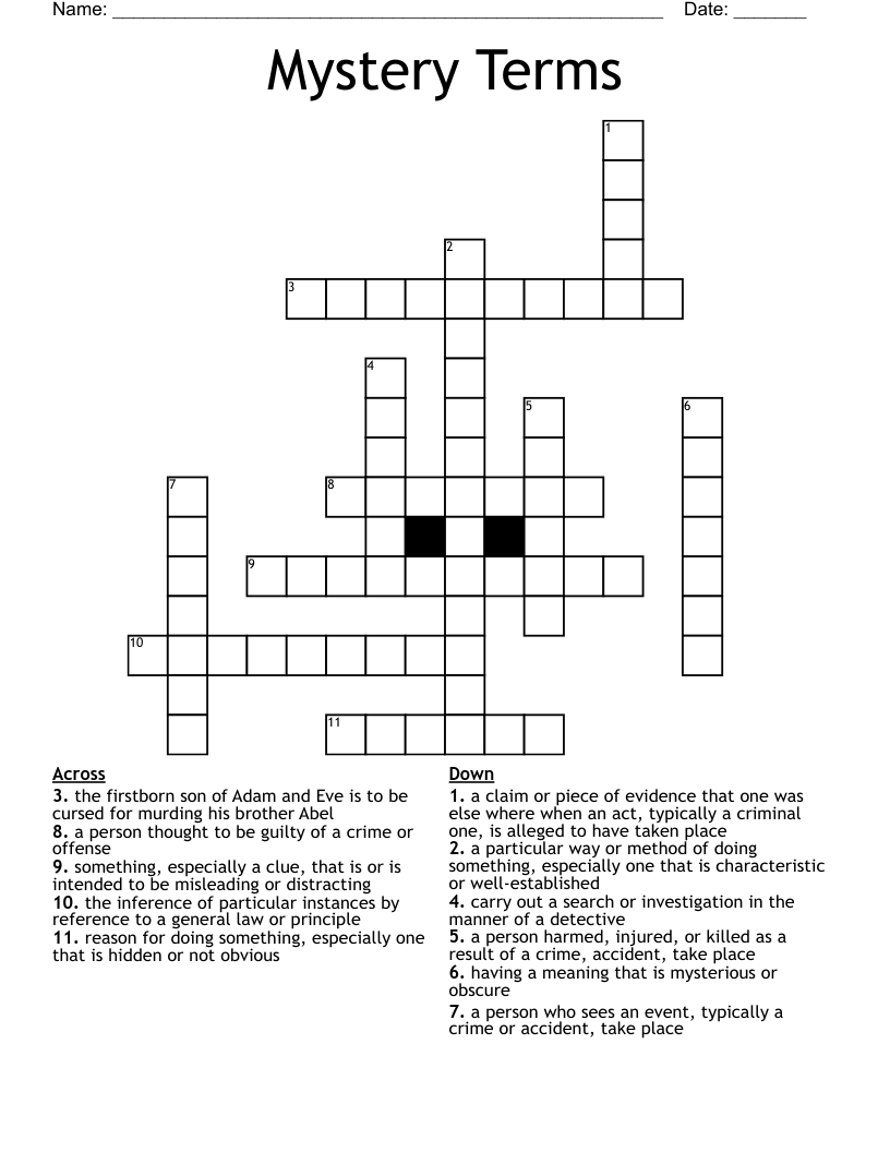 Mystery Terms Crossword