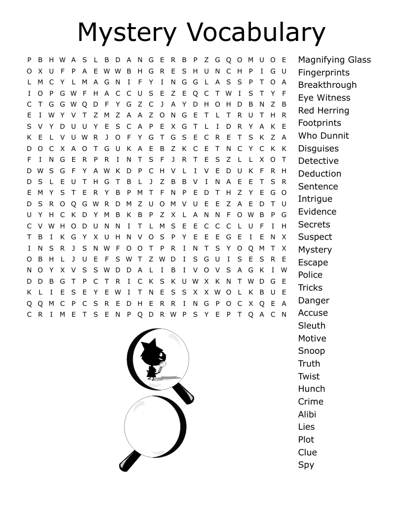 Mystery Vocabulary Word Search