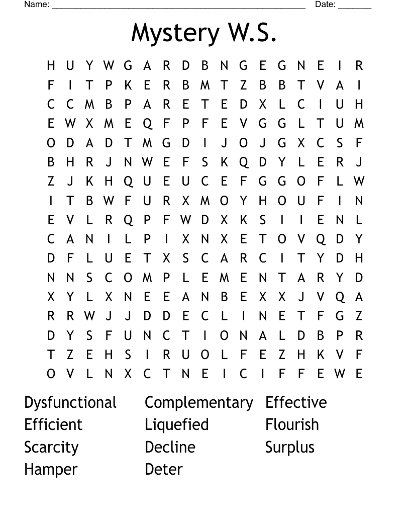 Mystery W.S.  Word Search