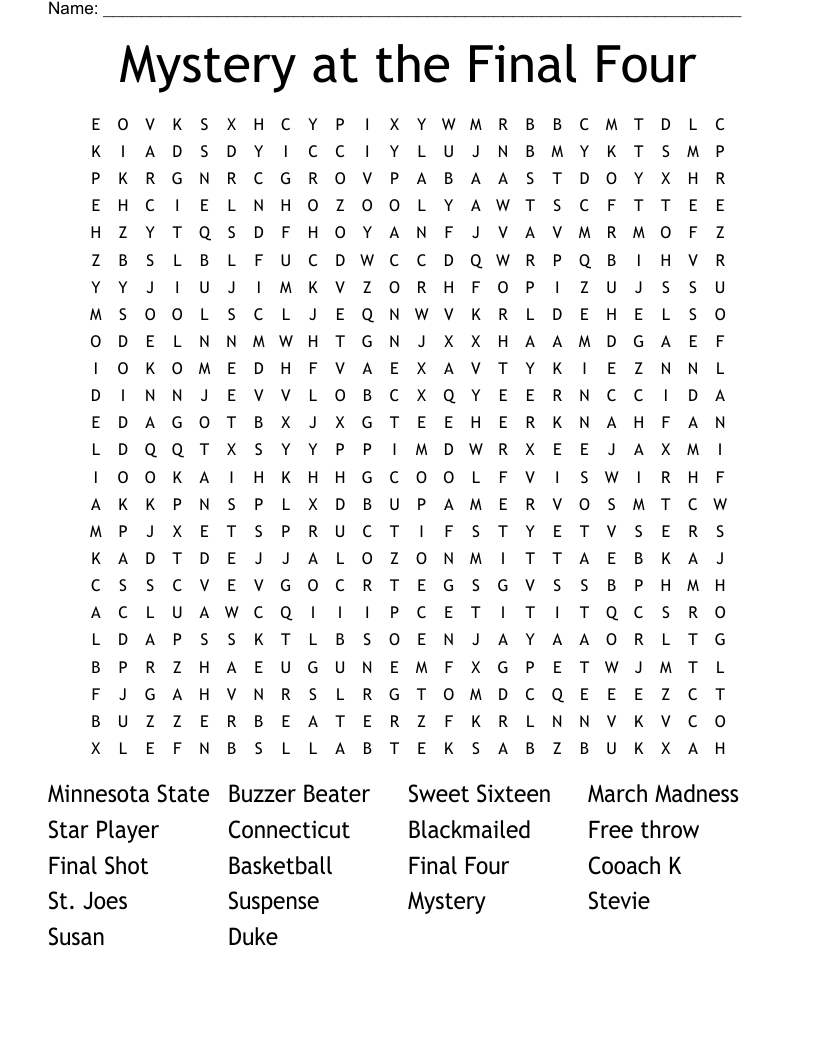 Mystery at the Final Four Word Search
