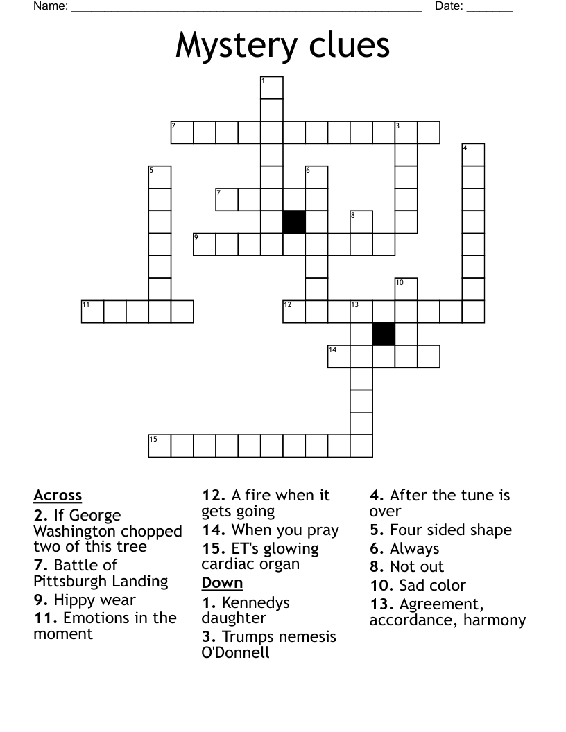 Mystery clues Crossword