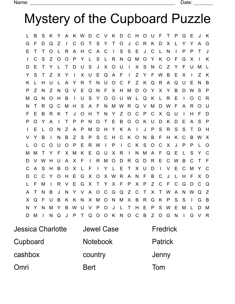 Mystery of the Cupboard Puzzle Word Search