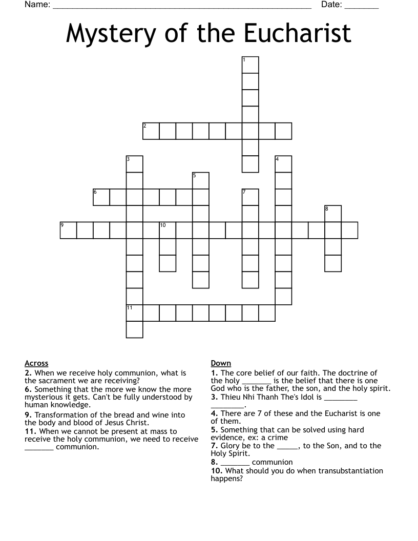 Mystery of the Eucharist Crossword