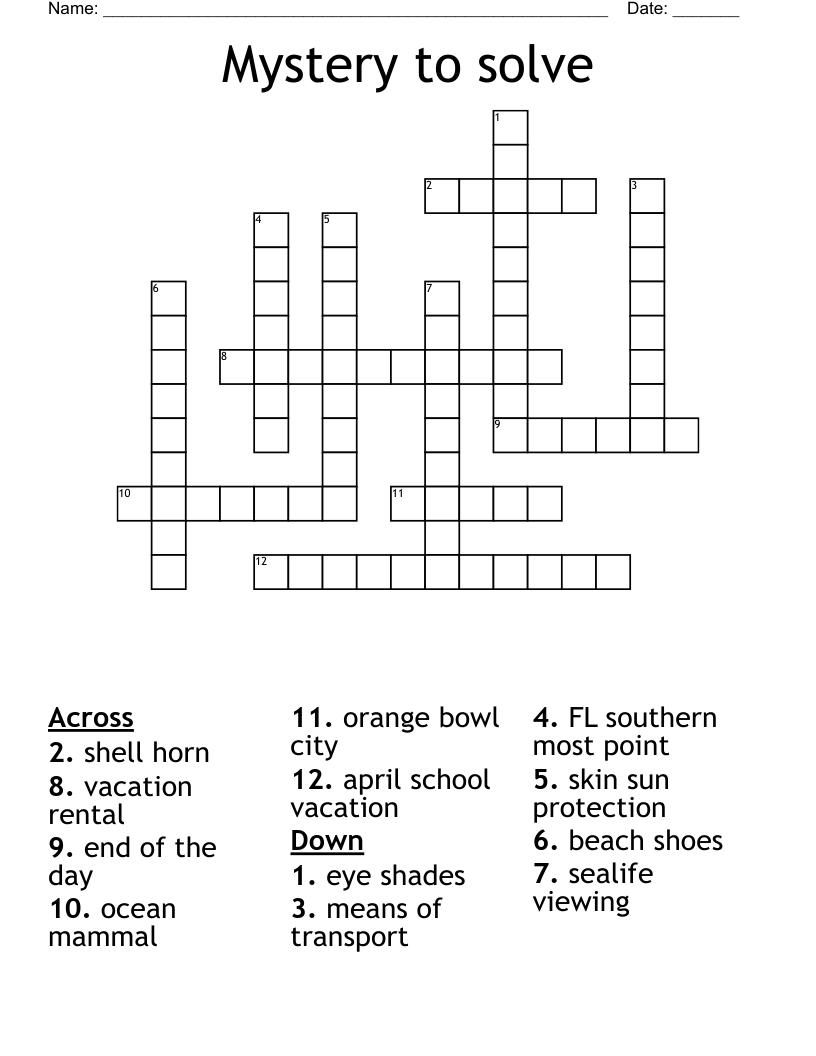 Mystery to solve Crossword