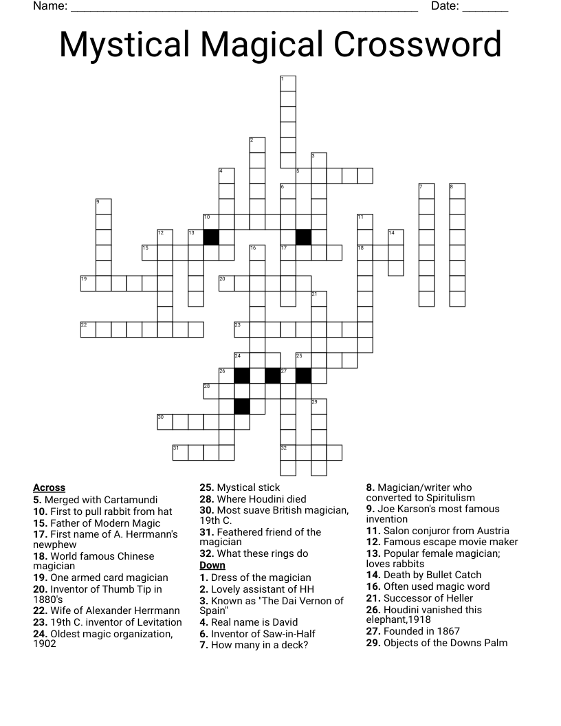 Mystical Magical Crossword