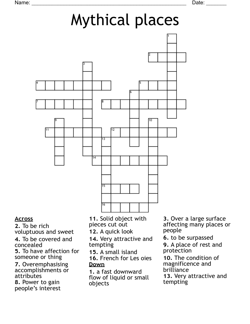 Mythical places Crossword